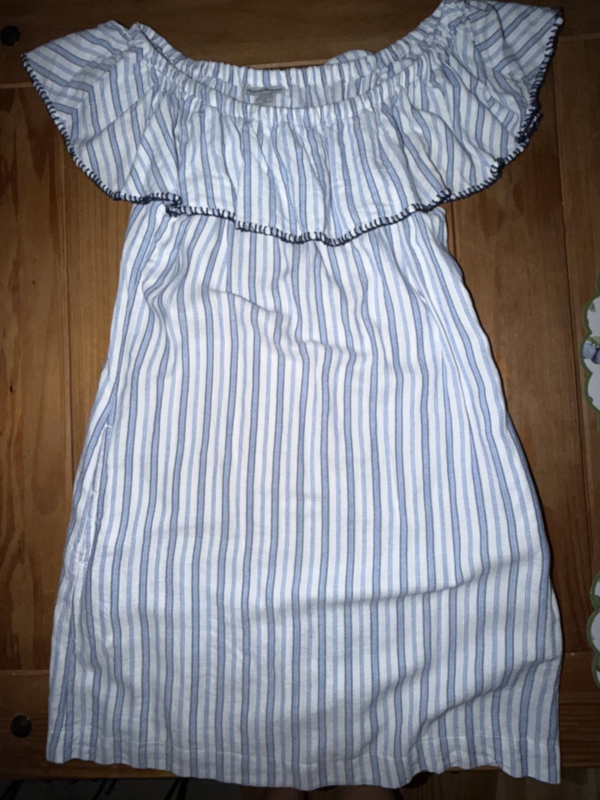 TOMMY BAHAMA Size M Ticking Stripe Off The Shoulder Cover-Up Dress