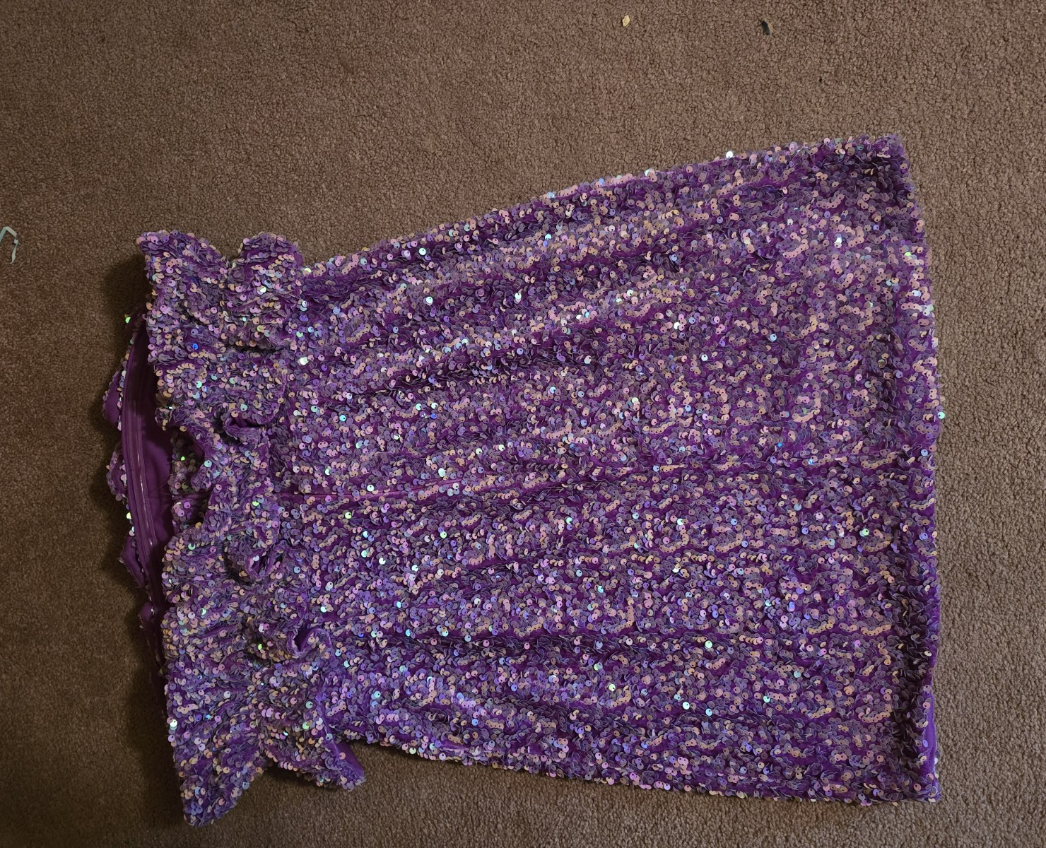 Allison + Kelly Purple Sequin Strapless Ruffle Mini Dress Party/Cocktail XL