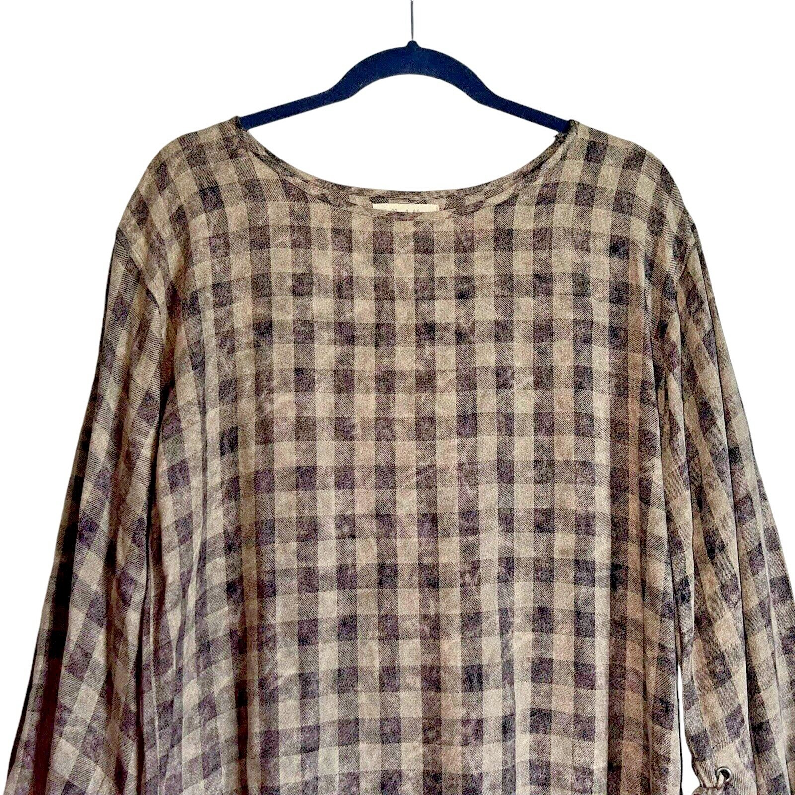 Bella Dahl Size S Gingham Plaid Mini Dress Soft Grunge 90s Revival Size Small