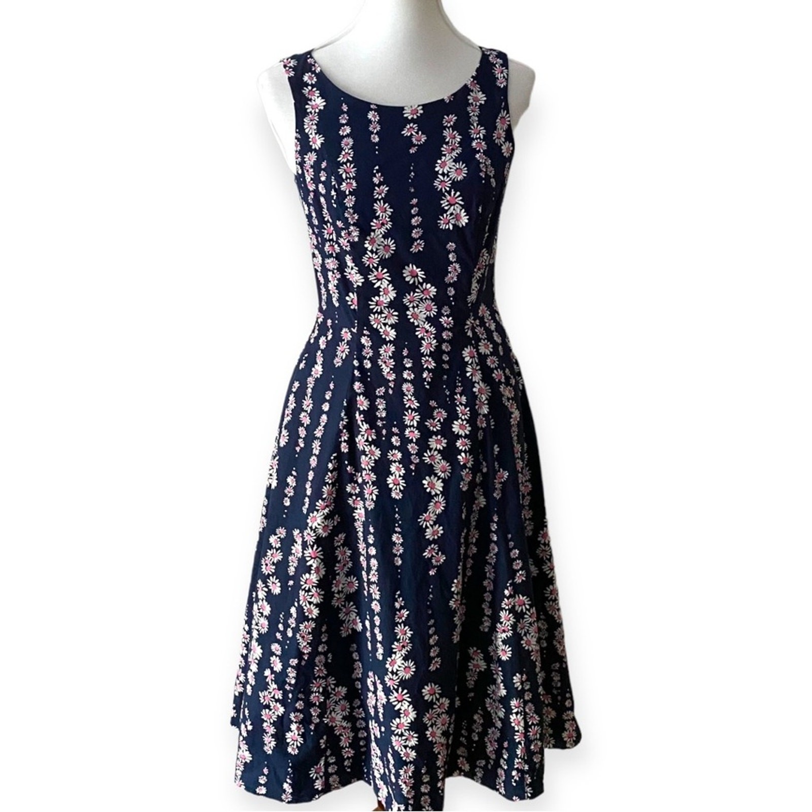 Boden Small Dress Cotton 4 Retro Classic Wedding guest 50s Pinup Cottage Daisies