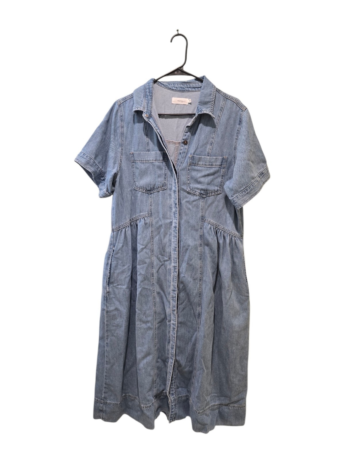 Maye The Label Montana Light Wash Denim Midi Shirt Dress Size Medium