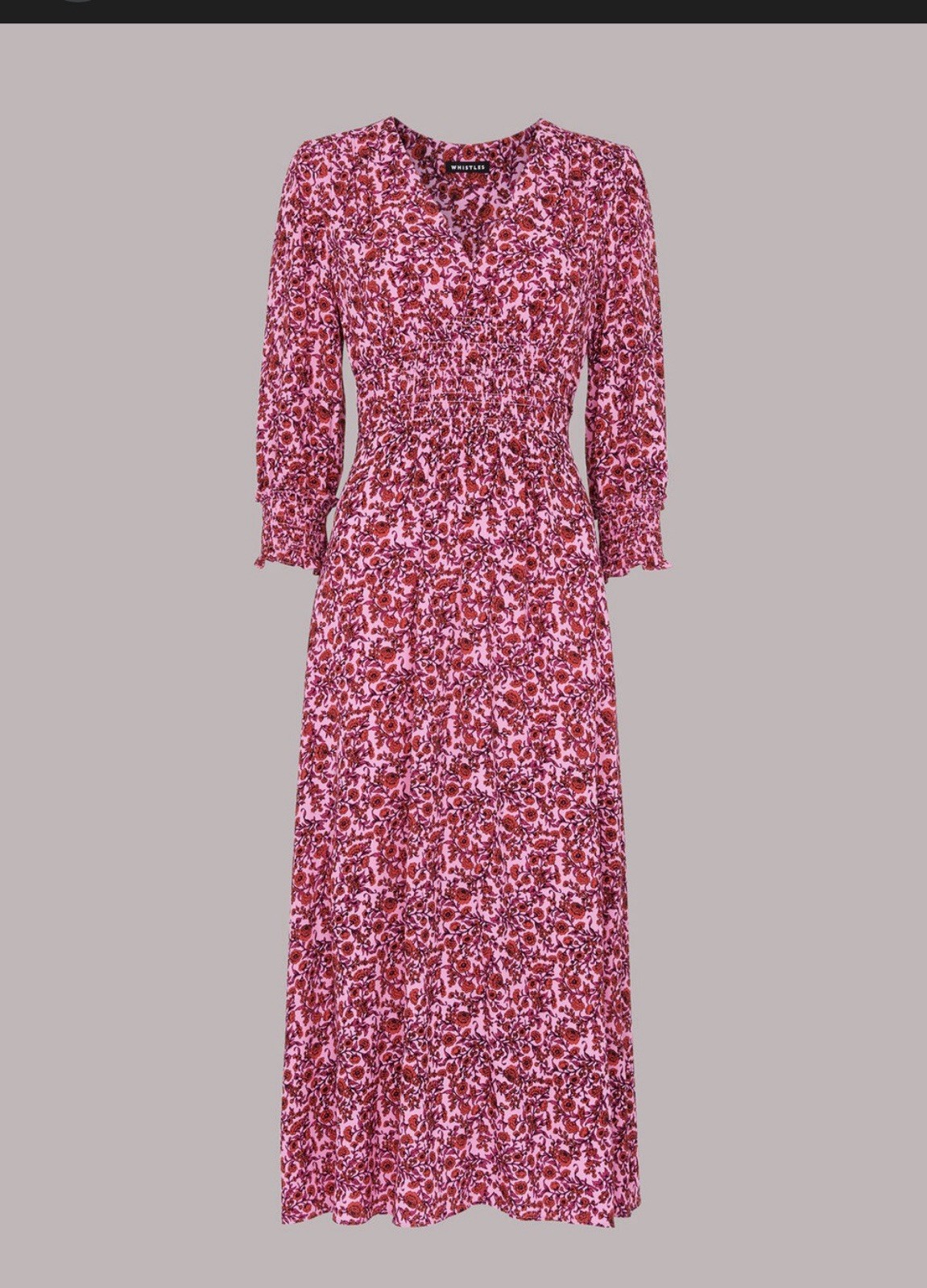 WHISTLES * SIZE 10 PINK HEATH FLORAL PRINT LADIES MIDI DRESS RRP £149