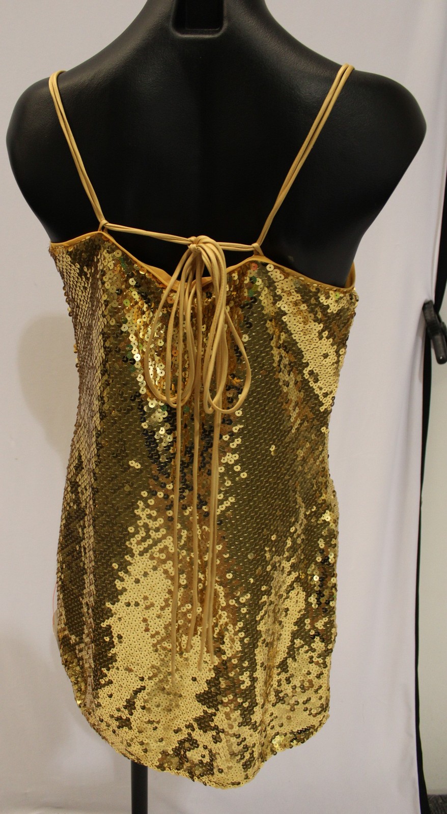 ASOS Design Women’s Strappy Sheer Sequin Cowl Neck Mini Dress WR4 Gold Size 8