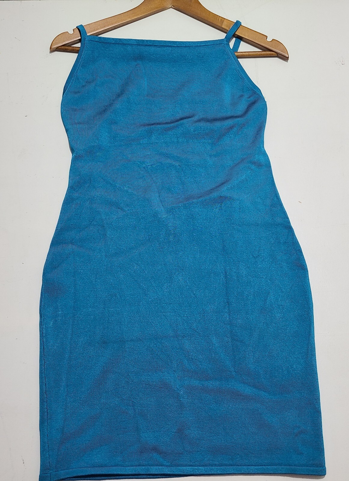 New GUESS Womens Sz Medium Shift Dress Blue Bodycon Mini Dress Keyhole Designer