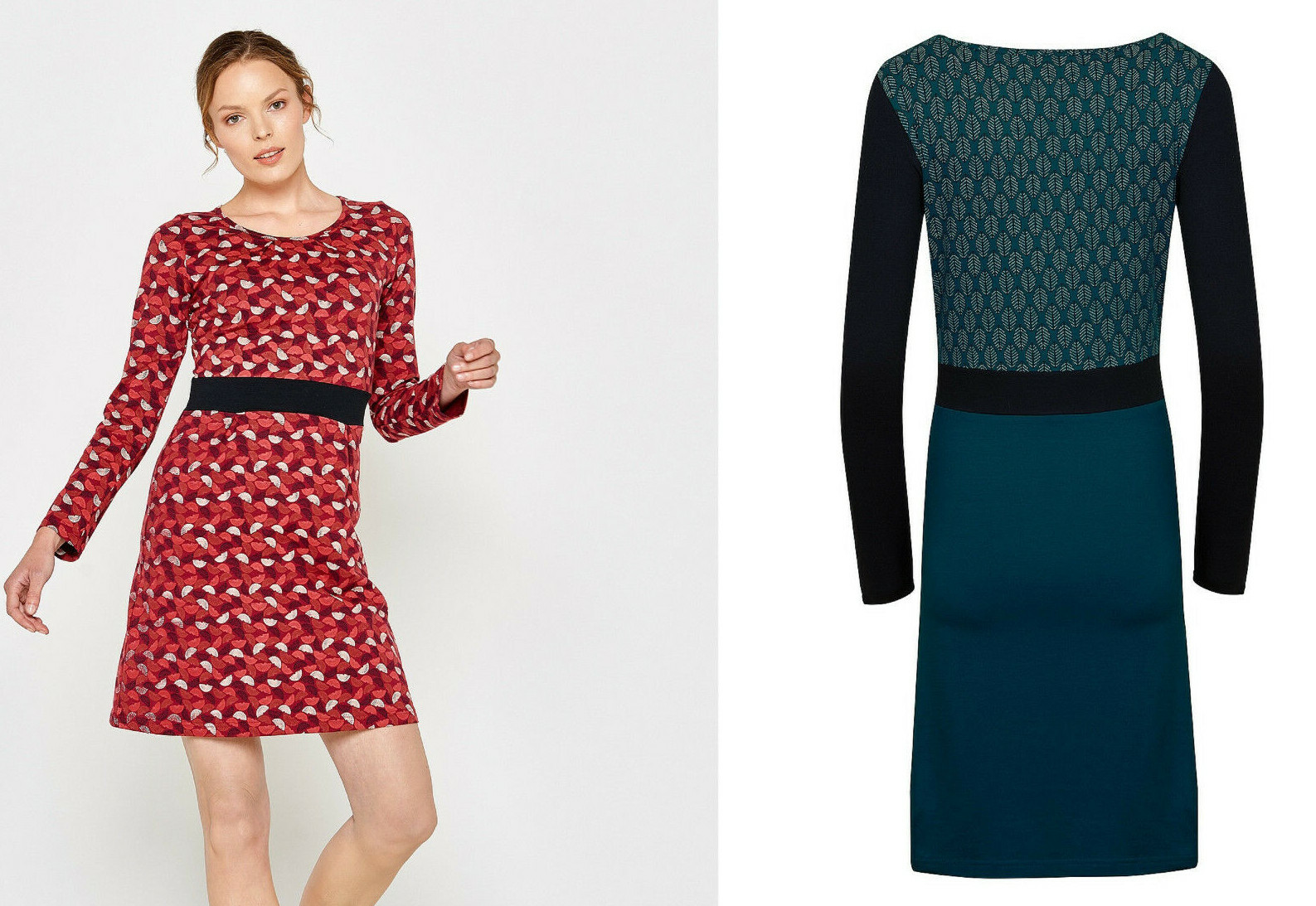 TRANQUILLO Dress Pacific Red Blue Teal (Organic Cotton) Organic W18E15 Beda