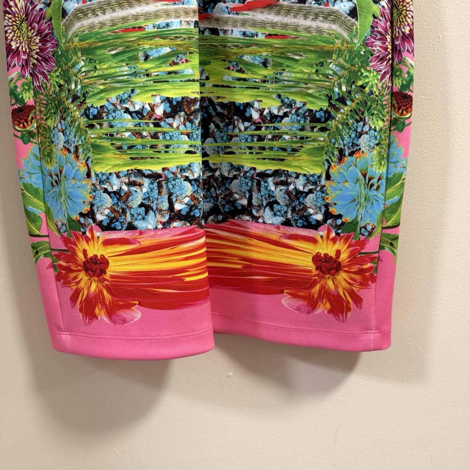 NWT CLOVER CANYON Large Turquoise Valley Digital Print Bodycon Mini Dress Flora