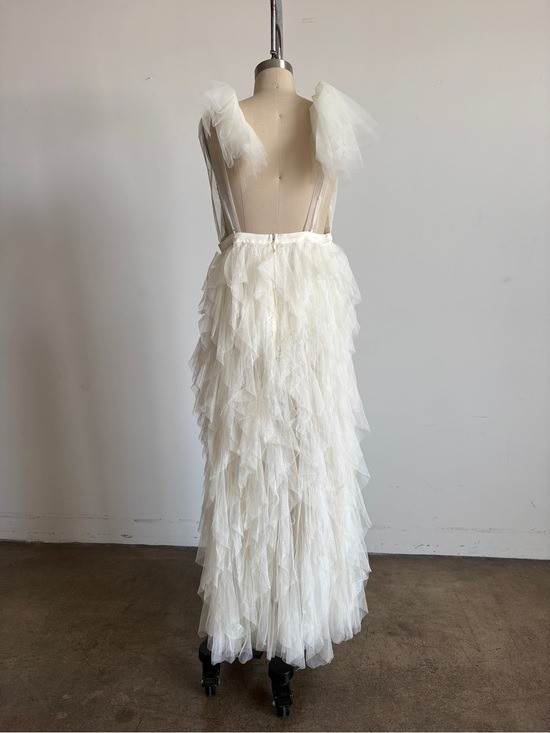 $489 NWT For Love And Lemons “Maxine” Tulle Maxi Dress in Ivory Sz XXS