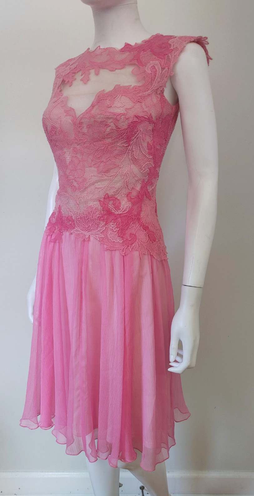 Tadashi Shoji INES Lace Open Embroidered Sheer Midi Coquette Party Dress 4