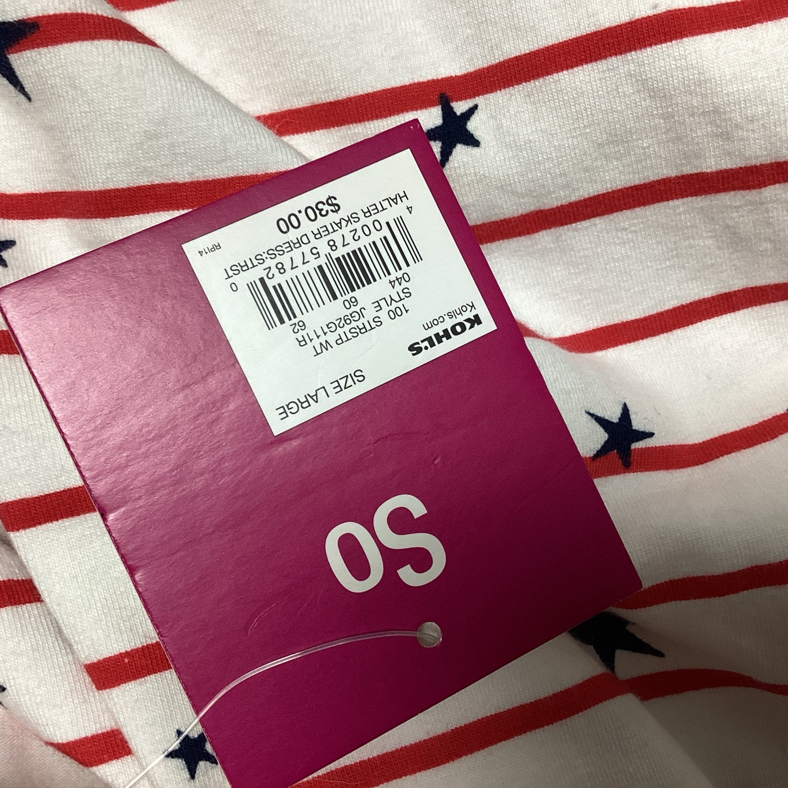 NWT SO Kohl’s Sz Large Juniors Halter Mini Dress Stretch Americana Patriotic 4th