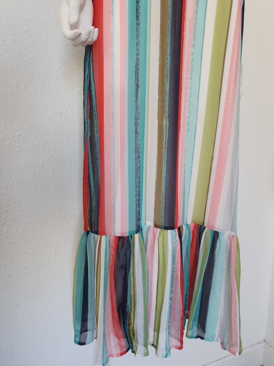 Marks & Spencer long Chiffon summer dress striped multicolour Size UK 16