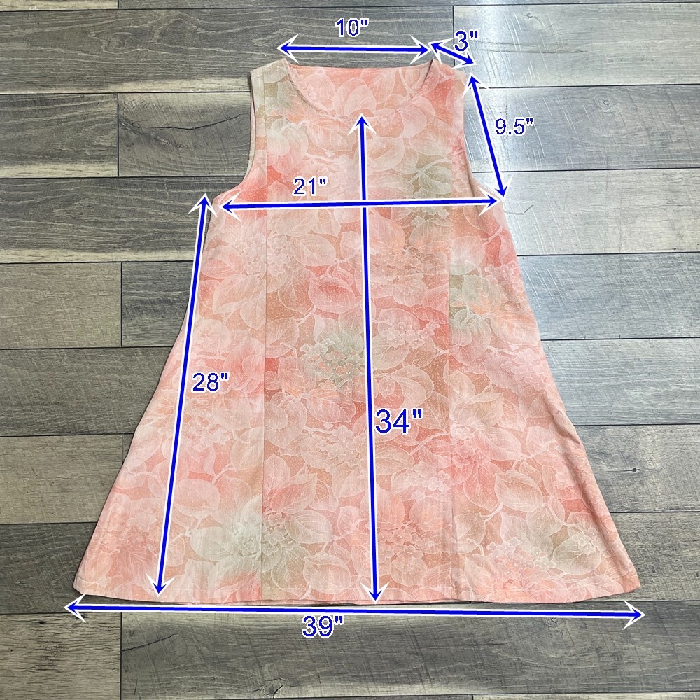 Peach Color Silk Kimono Remake Sleeveless Dress Round Neck A-line Dress