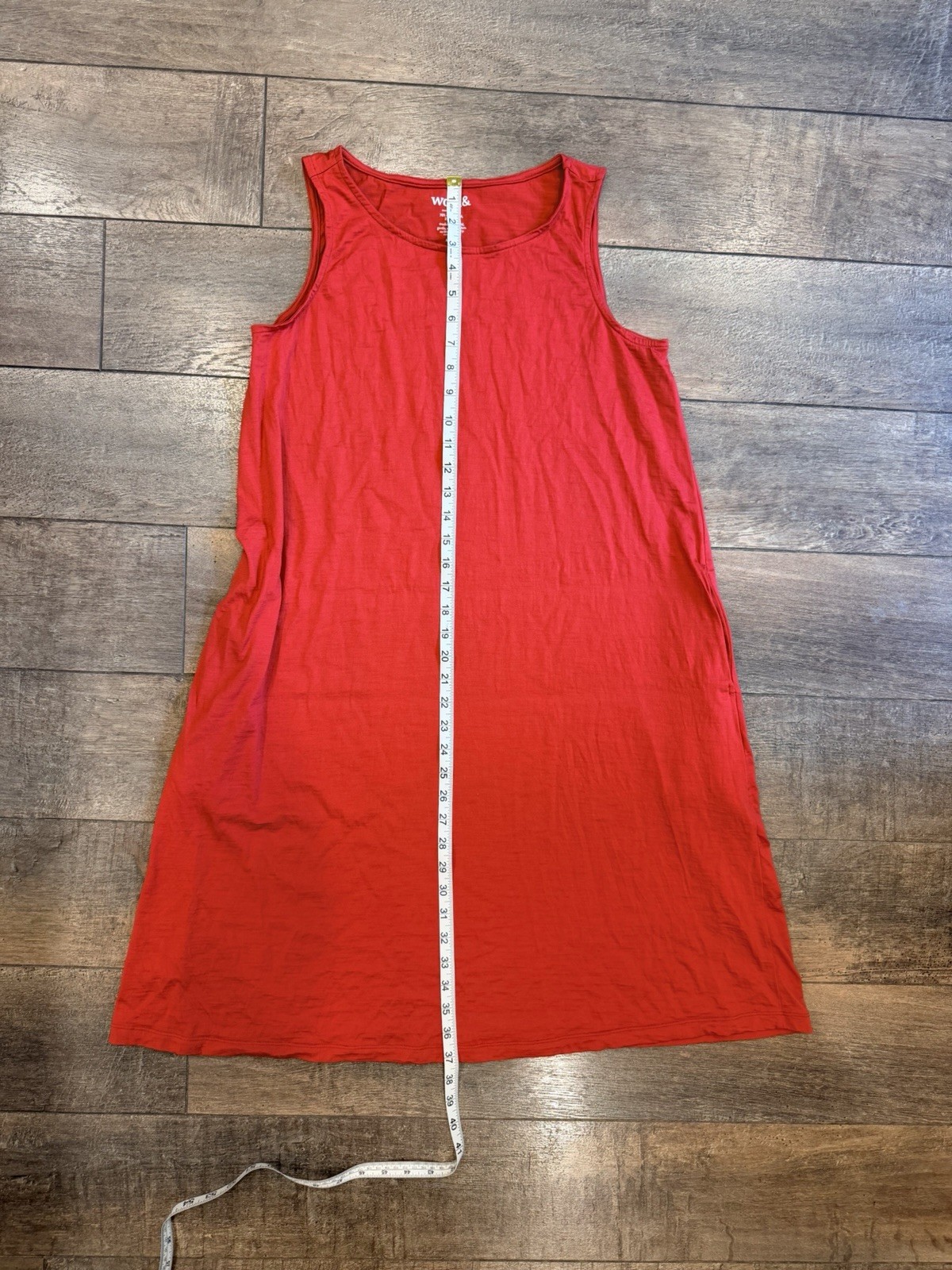 Women’s Sleeveless Wooland Merino Wool Tank Dress Red Orange Medium Camellia