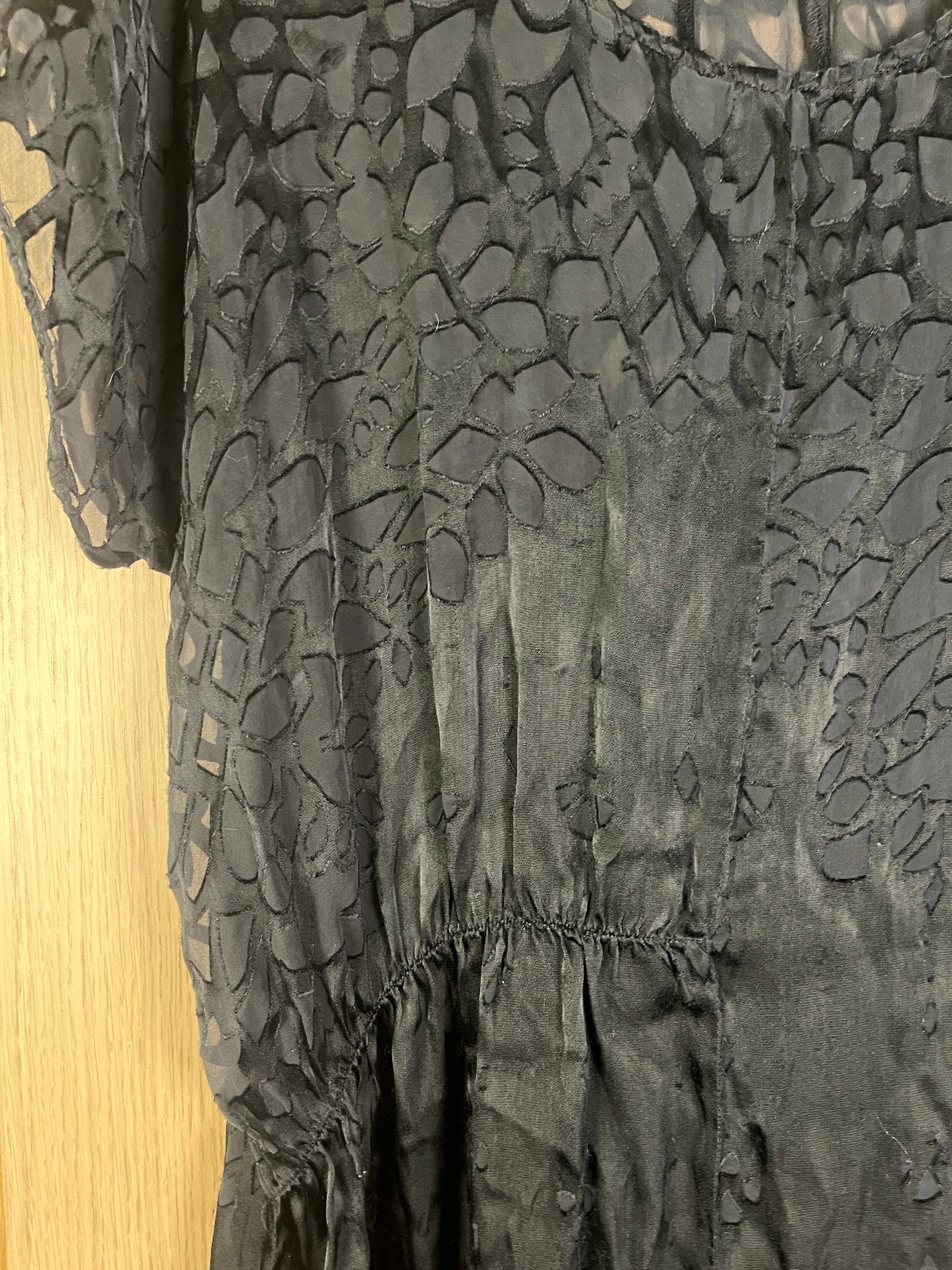 Biya by Johnny Was Black Silk Devoré Cutout Dress, Size S — Boho Statement Dress