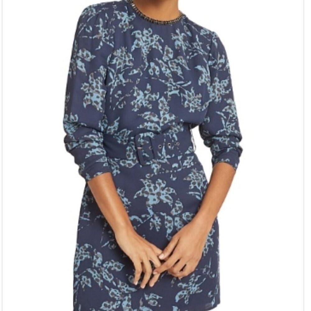 REISS Melody Blue Floral Print Dress – Size 6 (NWT)