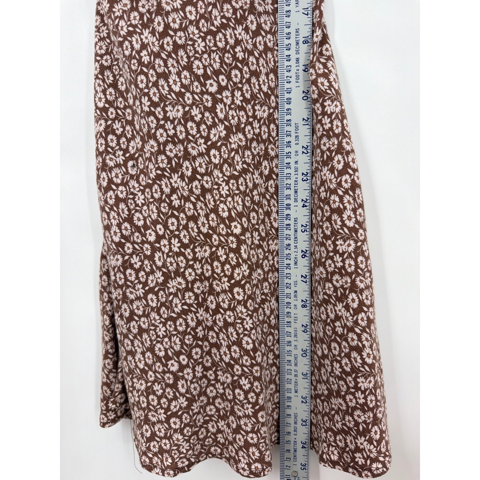 Cotton Candy LA Brown Floral Halter Mini Dress V-Neck Smocked Back Small