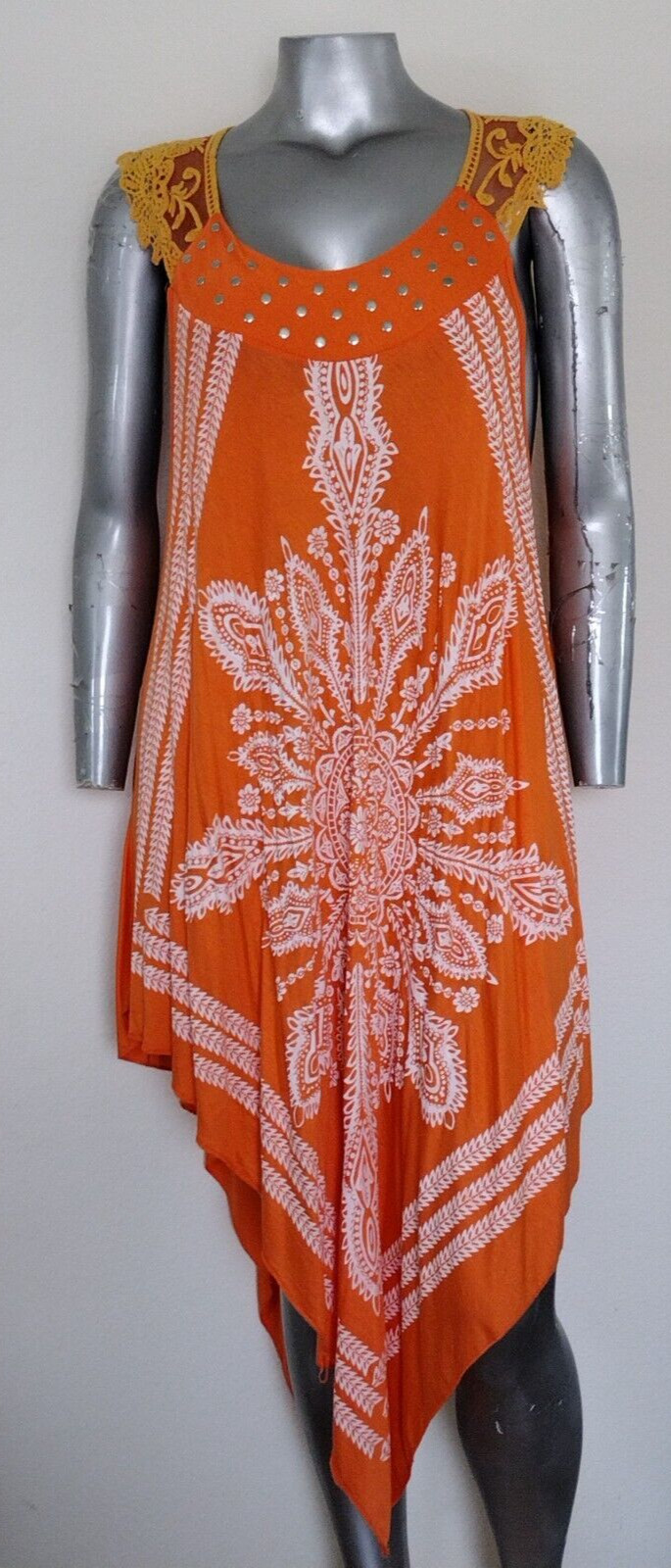 NWT Step in Style Asymmetrical Mandala Dress Size XXL Studded crochet Sleeveless