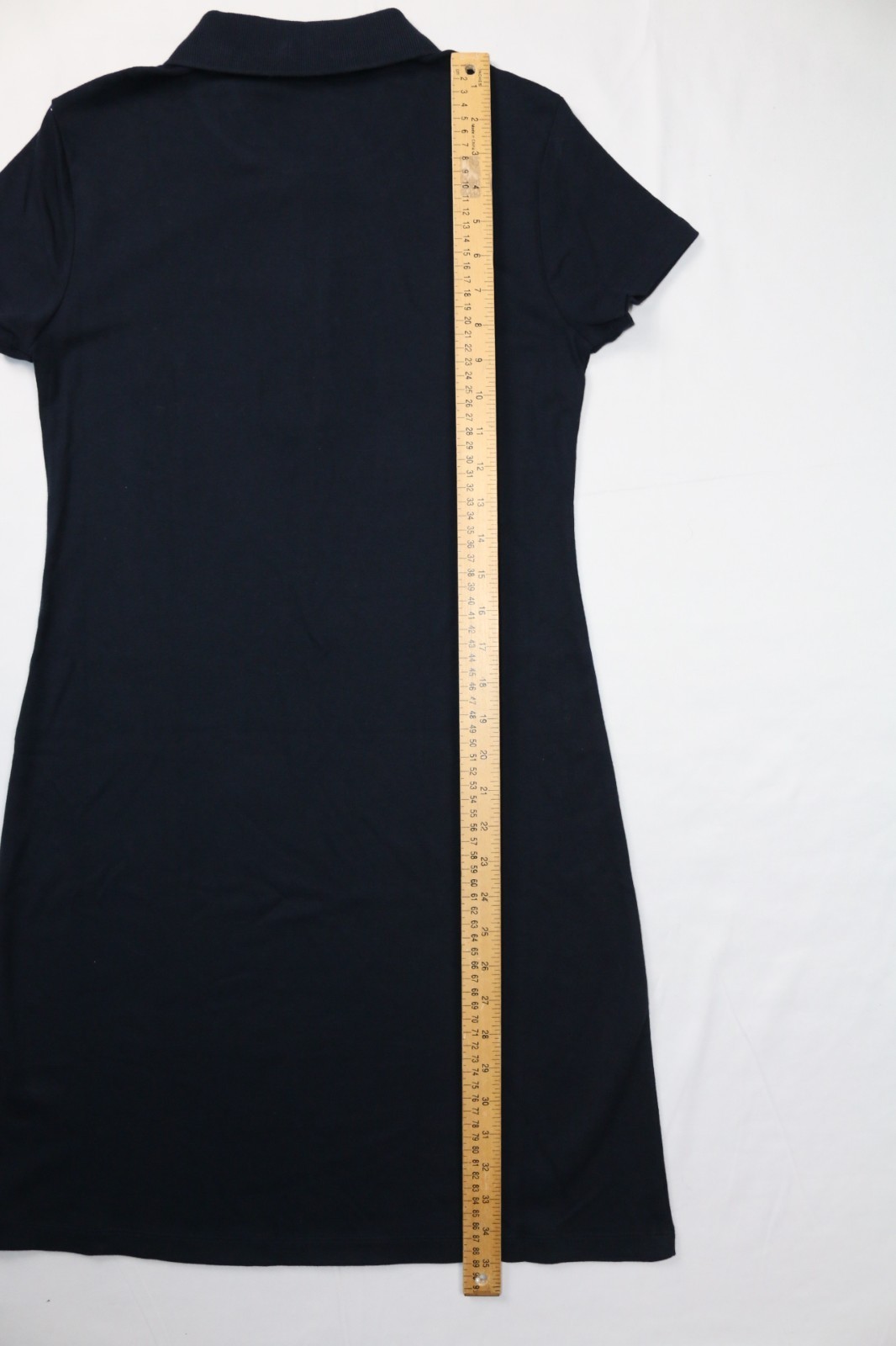 Tommy Hilfiger Navy Knit 1/4 Zip Polo Dress Short Sleeve Embroidered Flag Slim