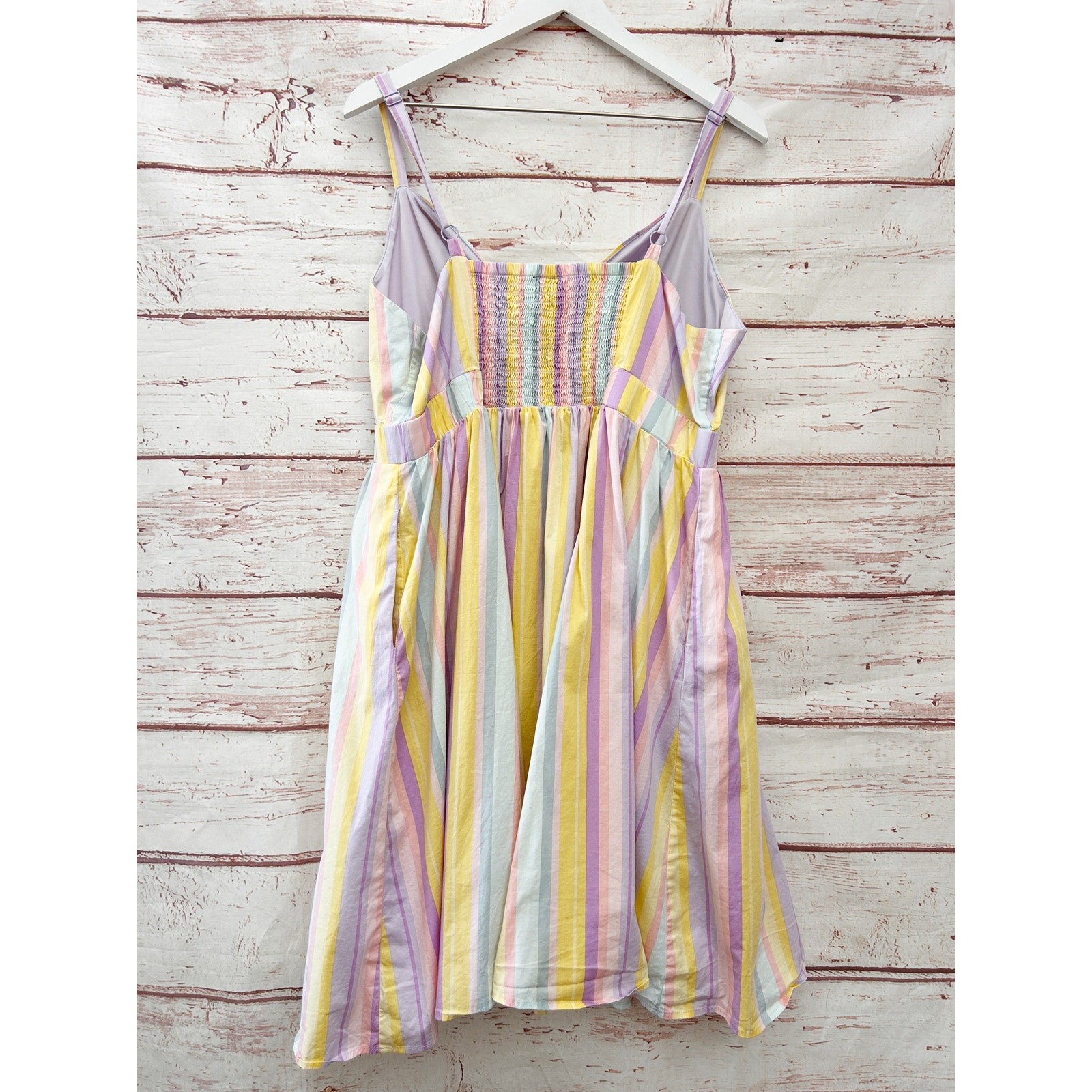 TORRID Pastel Rainbow Stripe Poplin Tie Front Skater Dress Pockets Size 2X 2