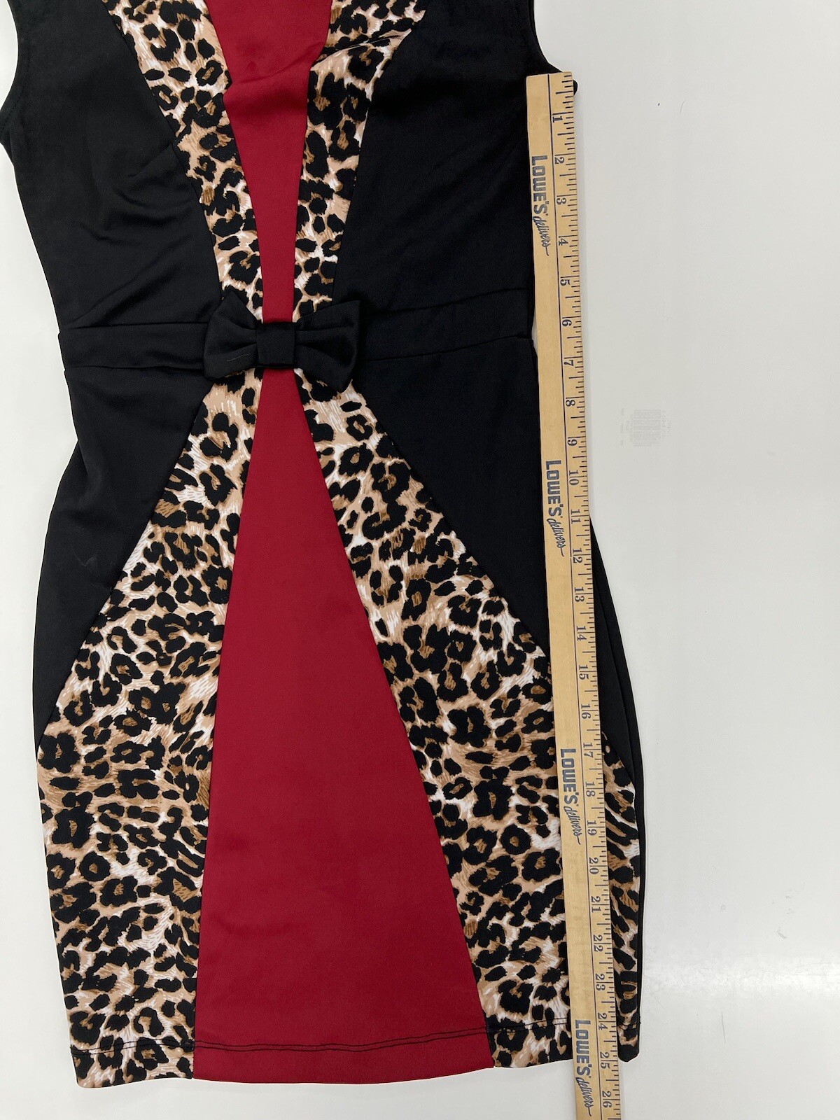 Womens Mystic Dress Size Unknown Red, Black, Animal Print Color Block Cap Sleeve