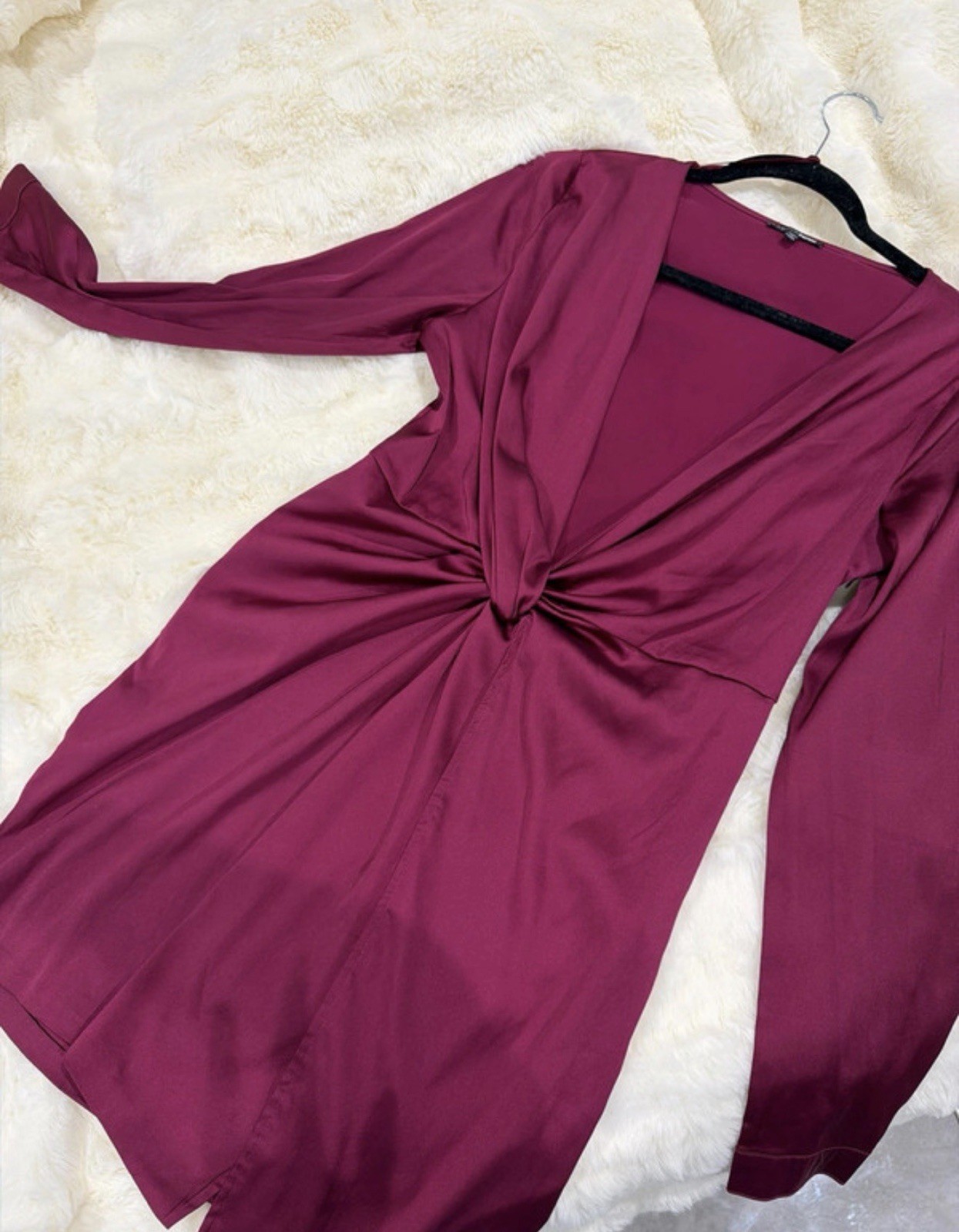 SHEIN Women’s Purple Solid V-Neck Long Sleeve Mini Dress, Size M