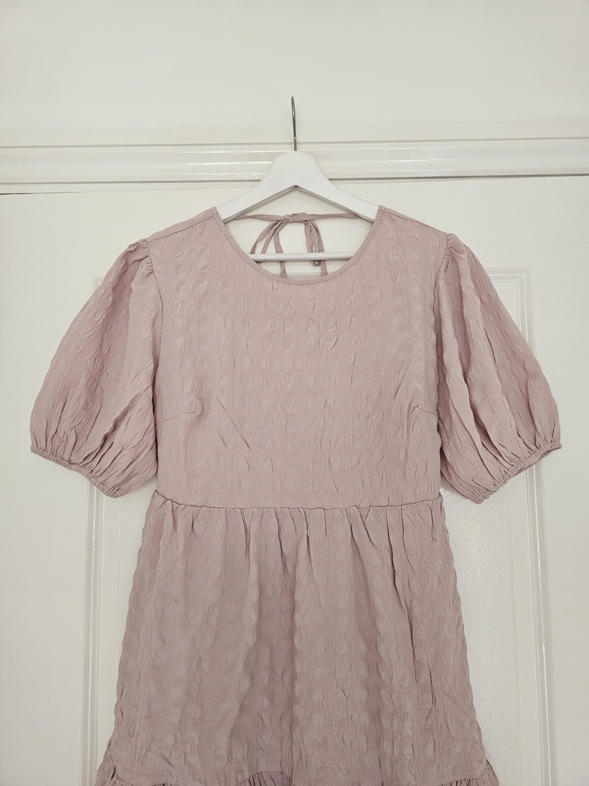 River Island,woman’s puff sleeve, mini back tie summer dress size 12 petite