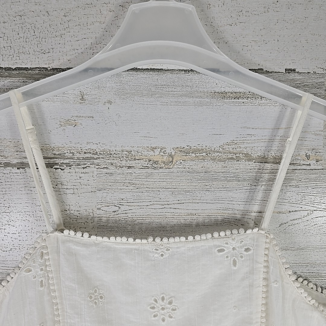 AERIE White Eyelet Embroidered Tiered Sundress SZ M Cotton Lace Trim Boho Summer