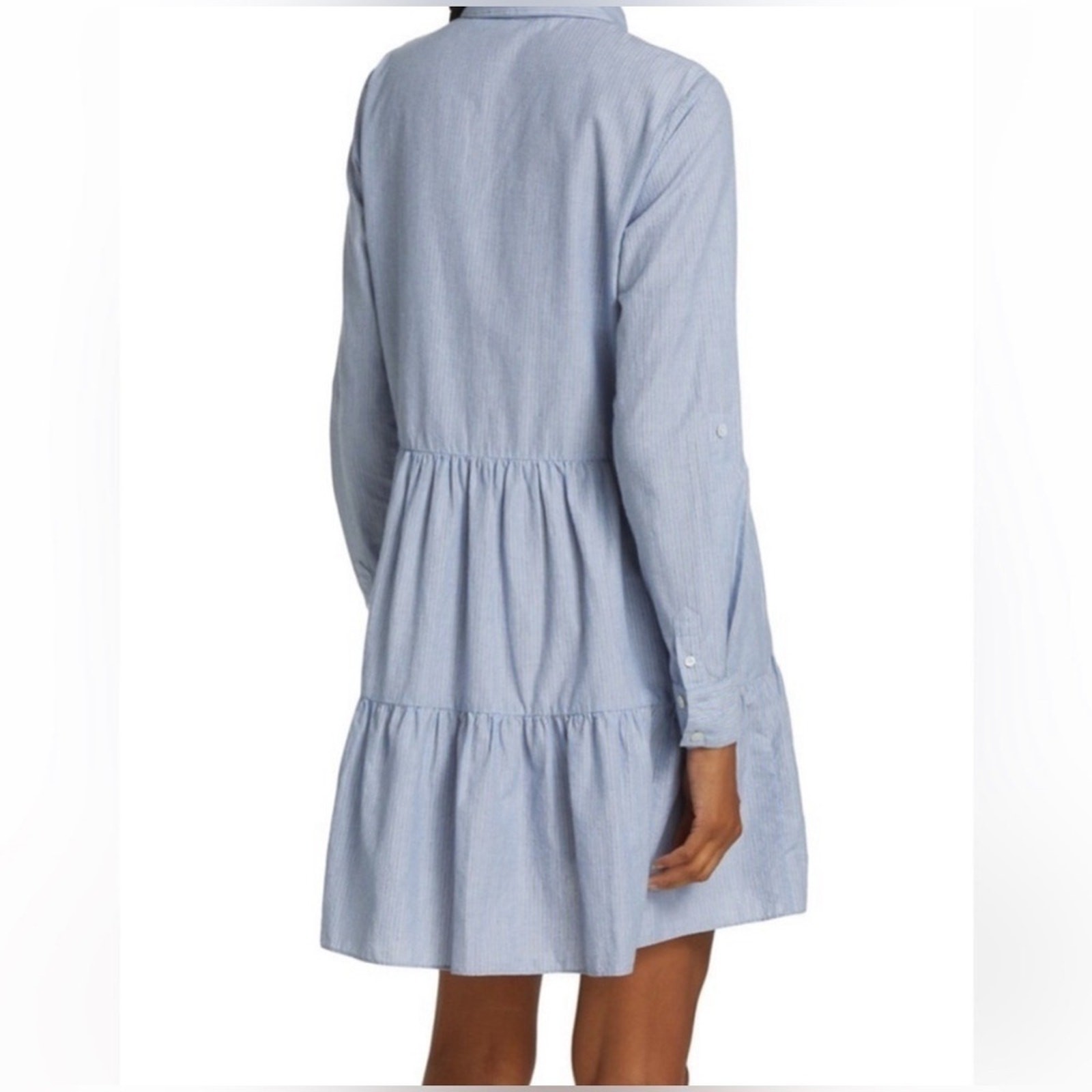 VERONICA BEARD Jemila Tiered Cotton Mini Shirt Dress