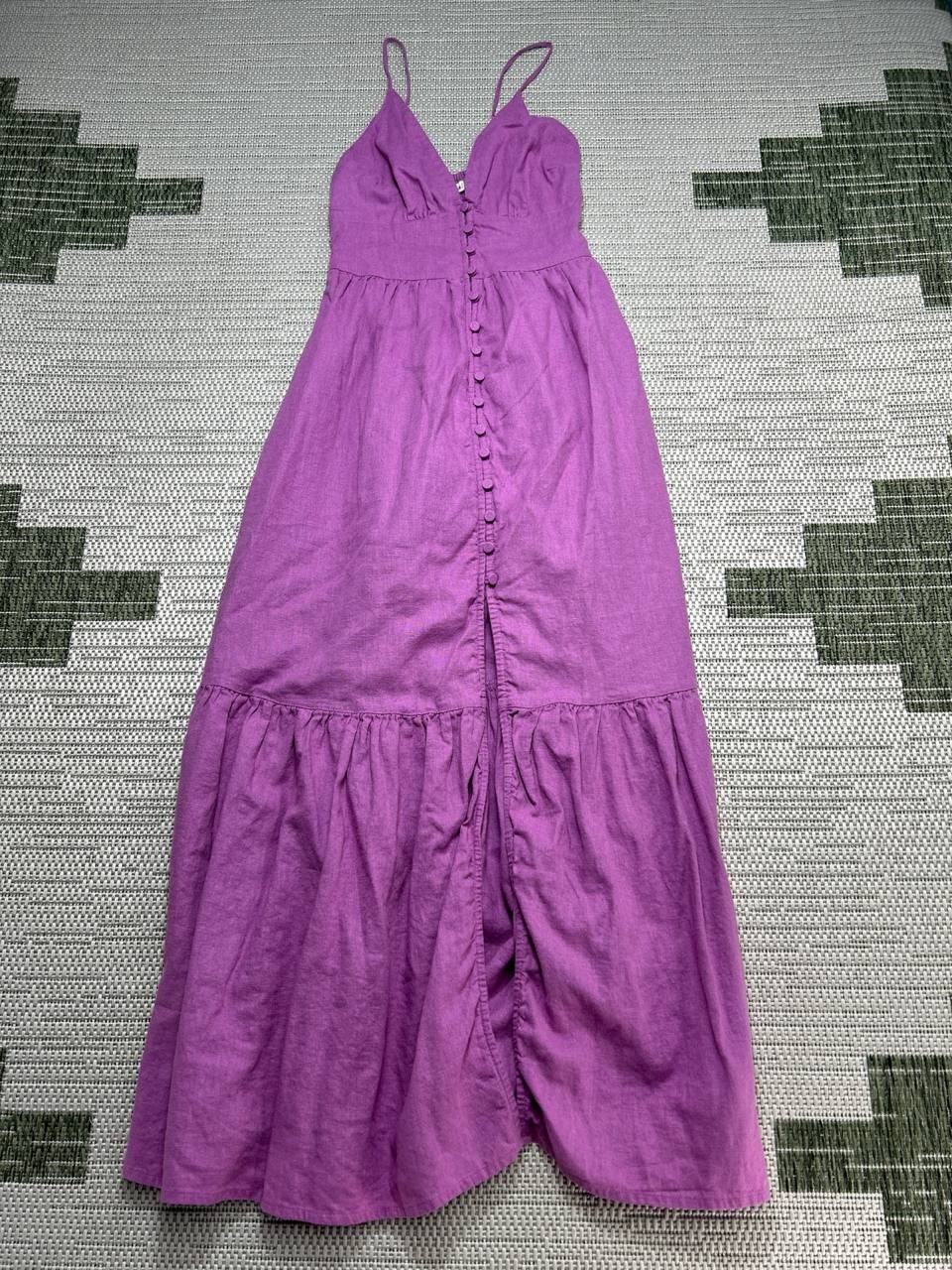 Abercrombie & Fitch Dress Womens Xs Purple Linen Cotton Midi