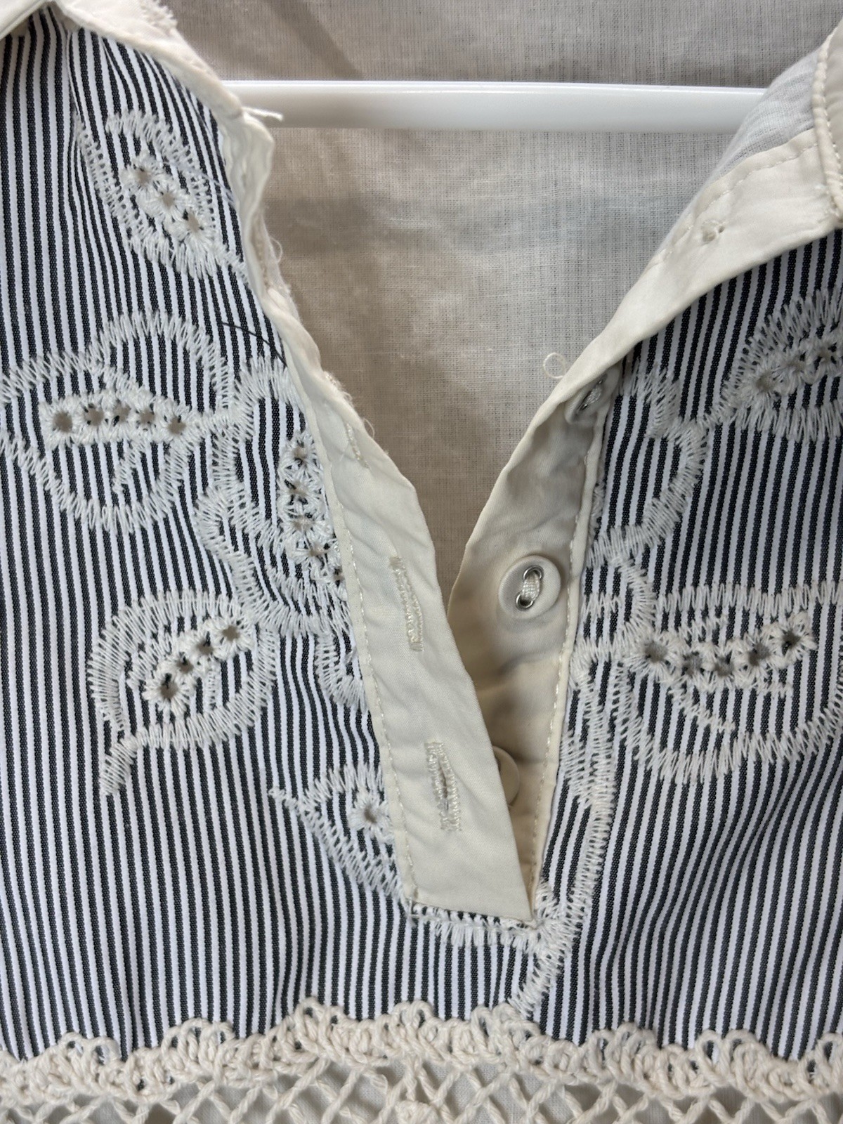 Sofie the label Blue White Striped Shirt Dress S Collared 3/4 Sleeve Button