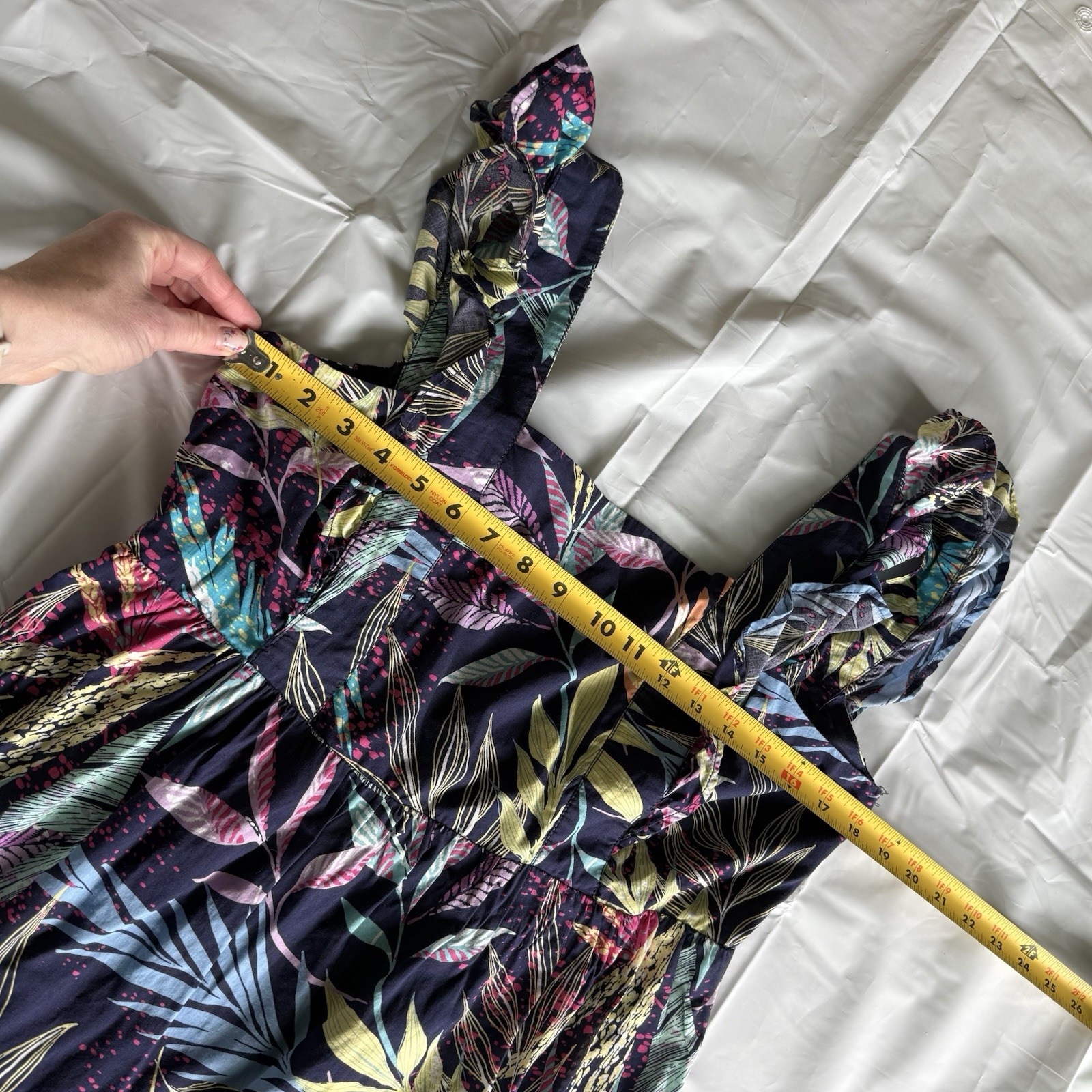 🏖️ Beach Lunch Lounge Maxi Dress Womens Medium Tropical Print Cotton Tie Back