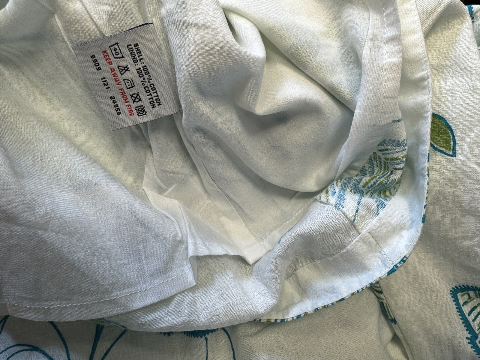White Stuff White /Blue Green Leaf Print cotton skirt Size 14 RRP £49.99-PRETTY