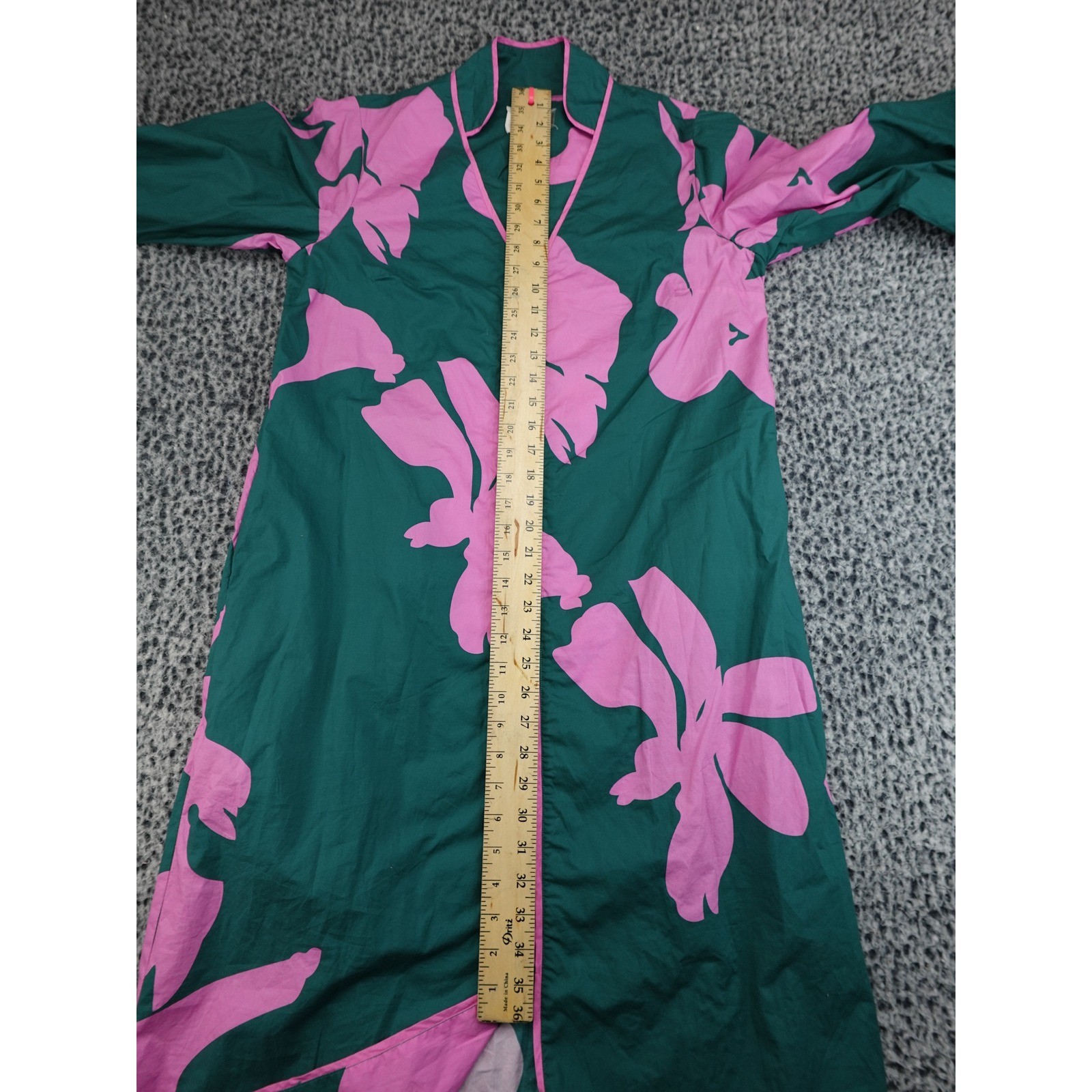 Hyacinth House Midi Dress Womens Medium Green Pink Excellent Floral Puff Sleeve