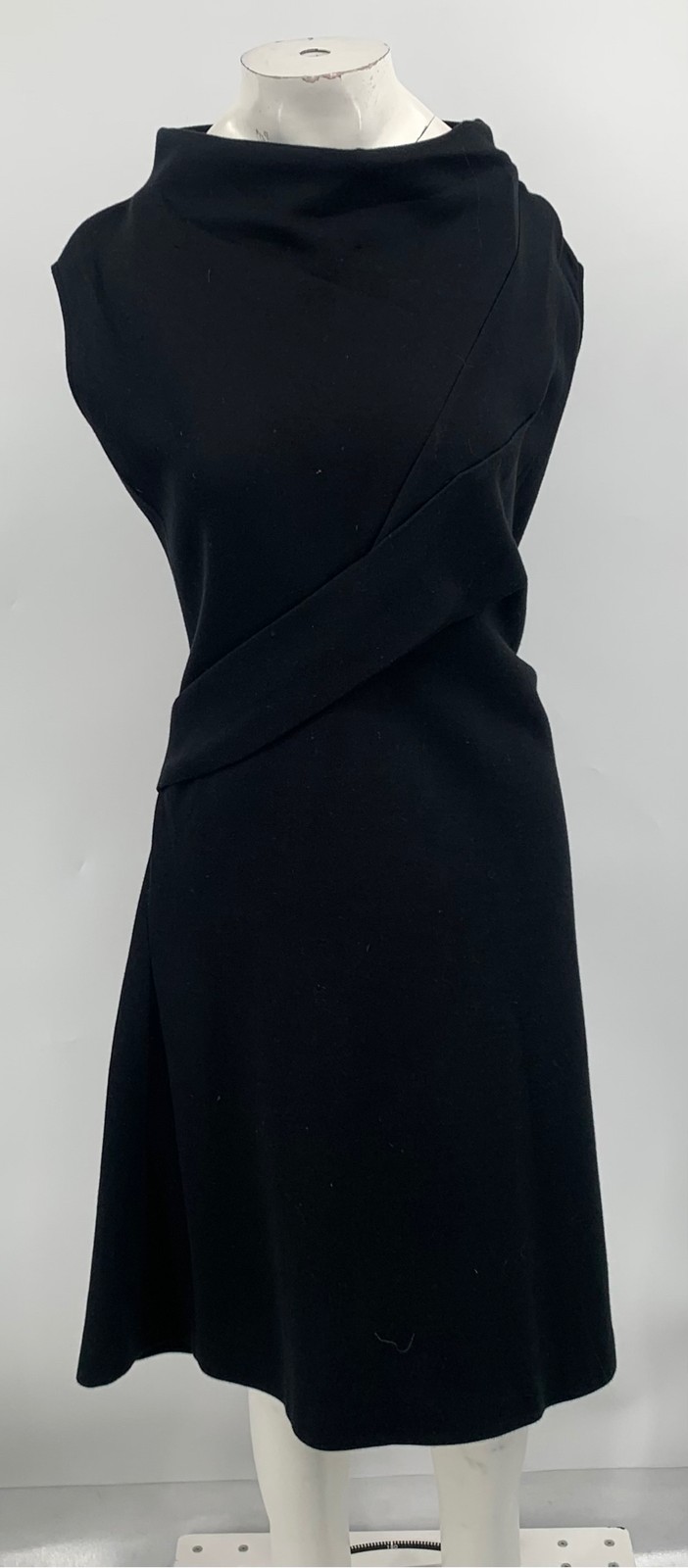 Cedric Charlier Black Sleeveless Twist Front Cotton Blend A-Line Dress sz 6