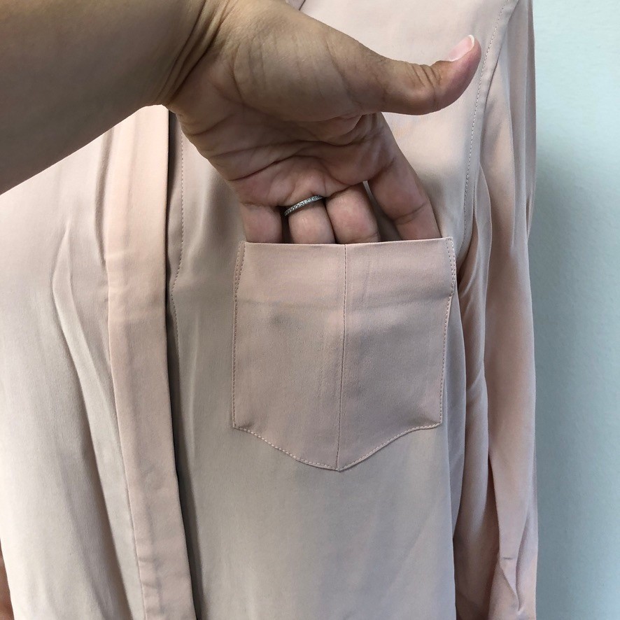 Rag & Bone Shirt Dress Womens 2 Blush Pink Silk Long Sleeve Contrast Hem Mini