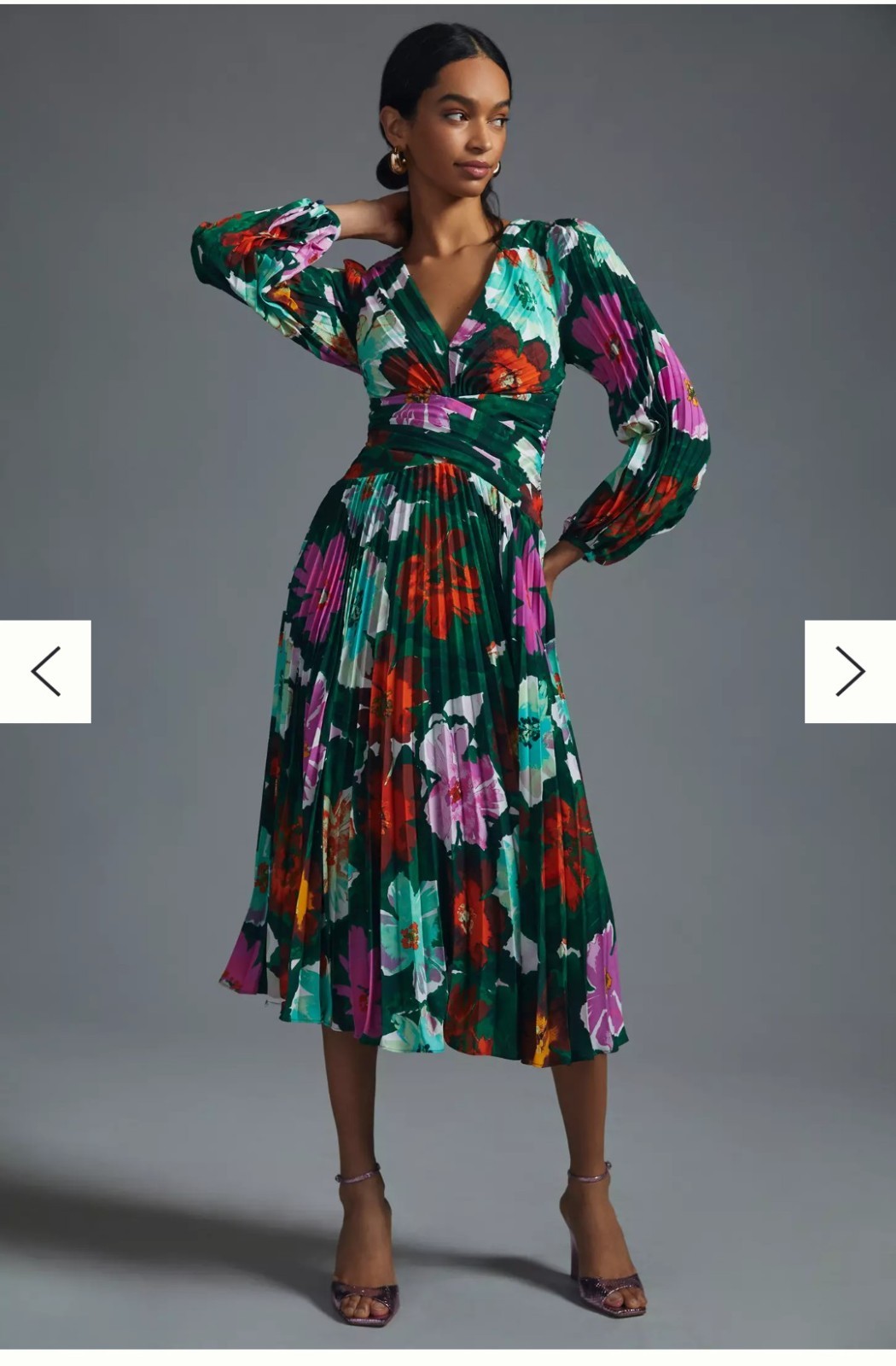 Anthropologie Maeve Pleated Floral V-Neck Twist Midi Dress NWT Size 2
