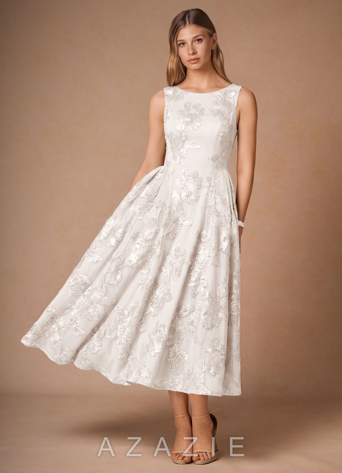 Casey Cloud White Midi Dress-AZAZIE|26092