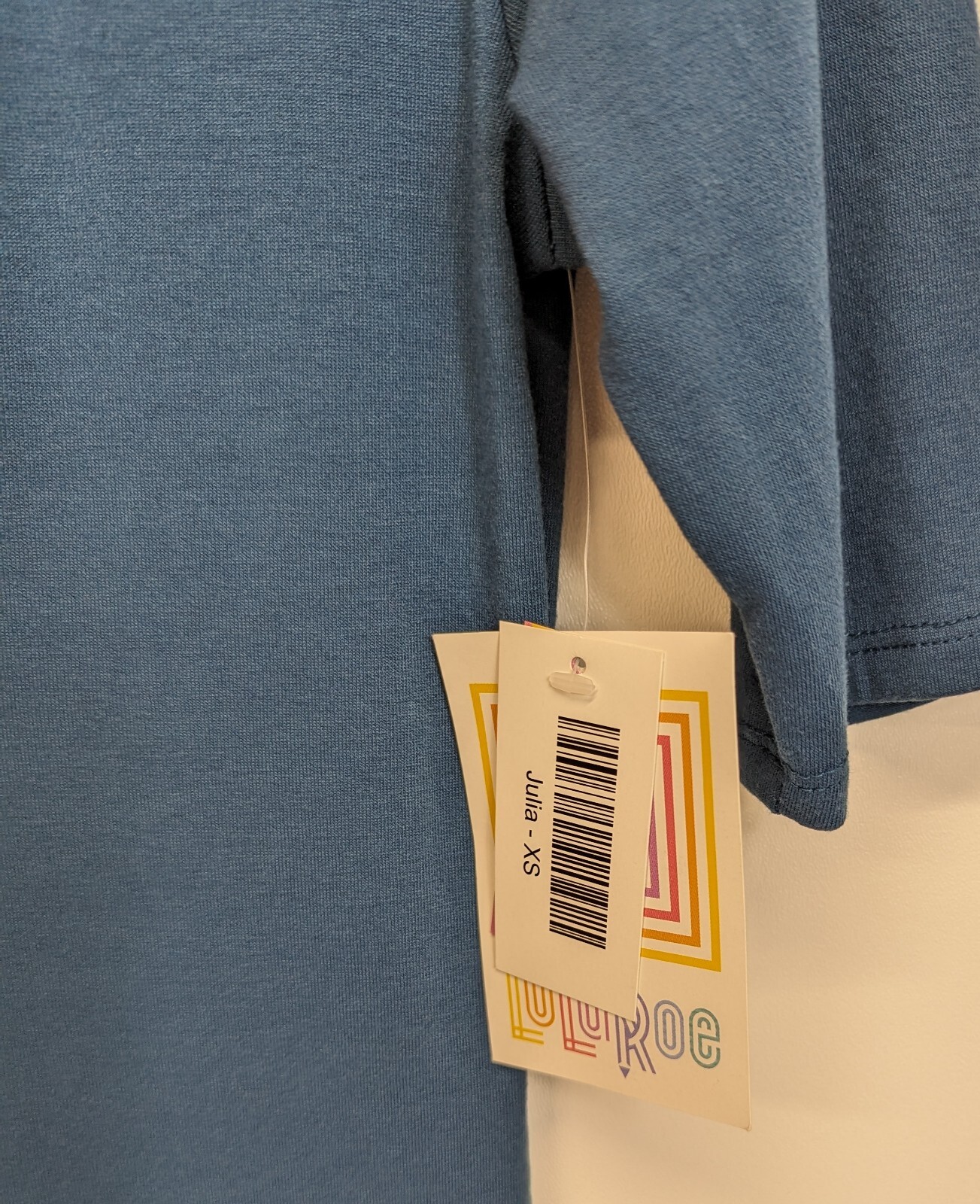 LuLaRoe Julia Country Blue Dark Peach Color XS NWT Form Fitting Sz 2-4
