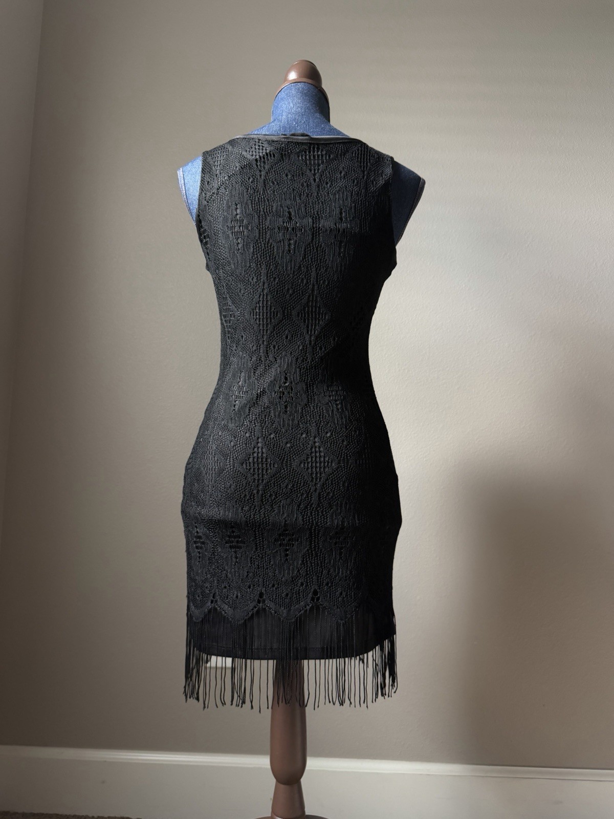 black lace flappers fringe dress