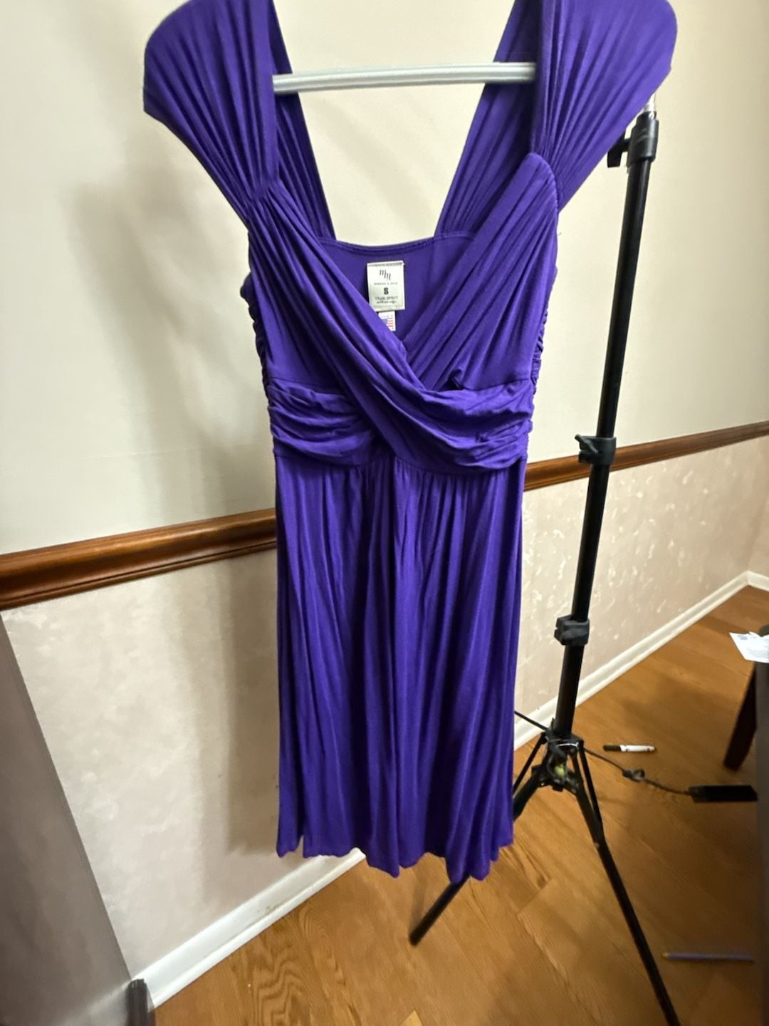 Meesh & Mia Purple Ruched Cross-Front Dress Size S