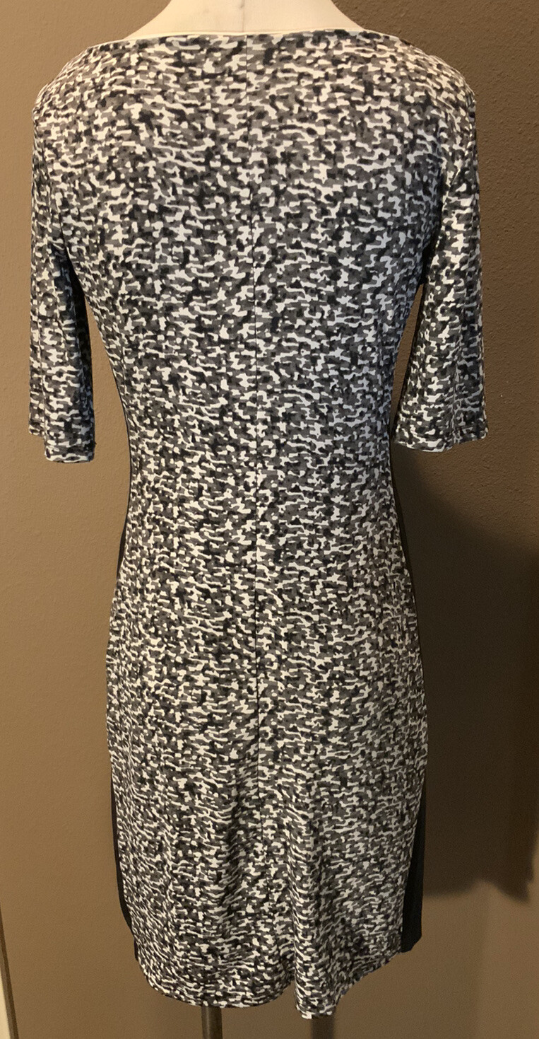 Larry Levine S Black Gray White Office Core Lux Dress W Elbow Length Sleeves