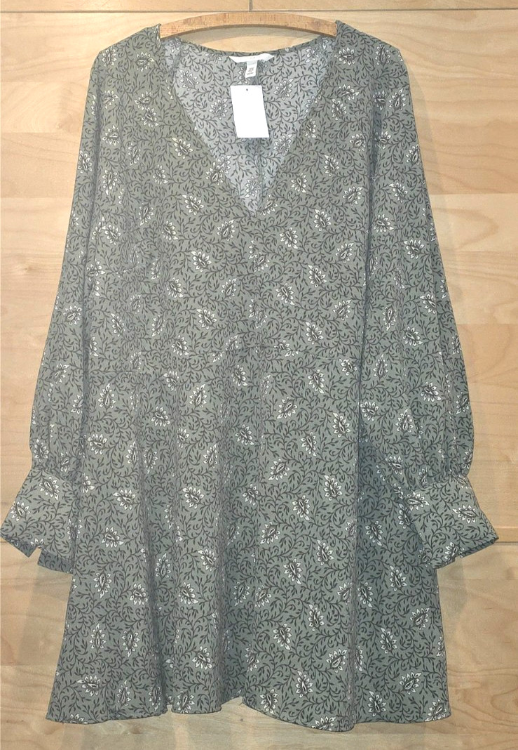 ** H&M ** Cute Mini Dress Khaki ** Size XL ** BNWT **