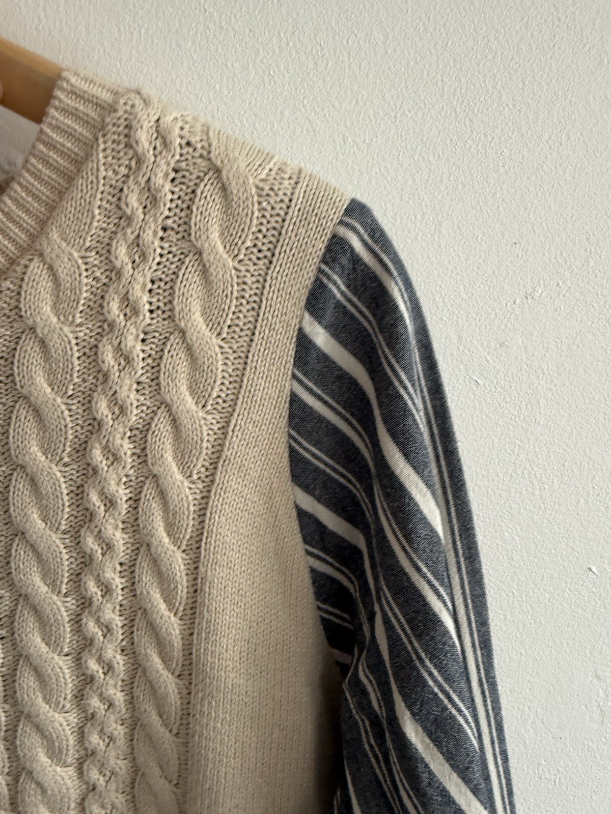 Beams Heart Dress Small Blue Brown White Striped Japan