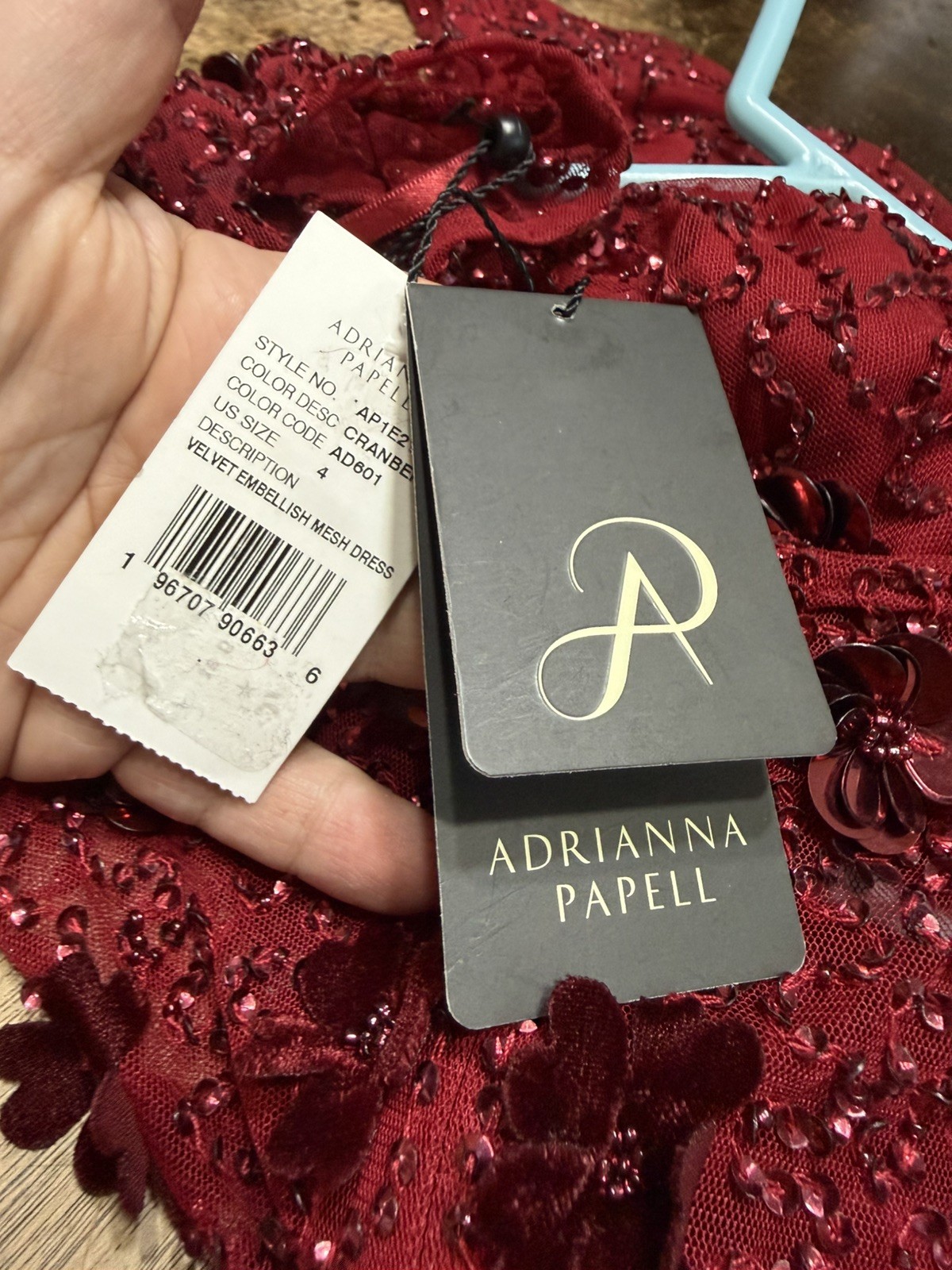 Adrianna Papell Women’s Red Floral-Embellished Boat-Neck Dress Size 4