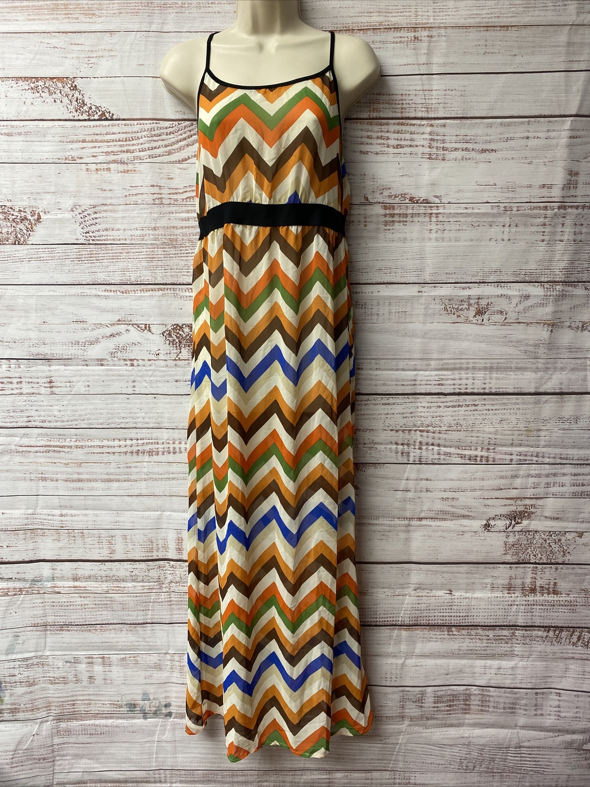 miss kelly 1999 sheer multicolor striped maxi dress small NWT WD-55