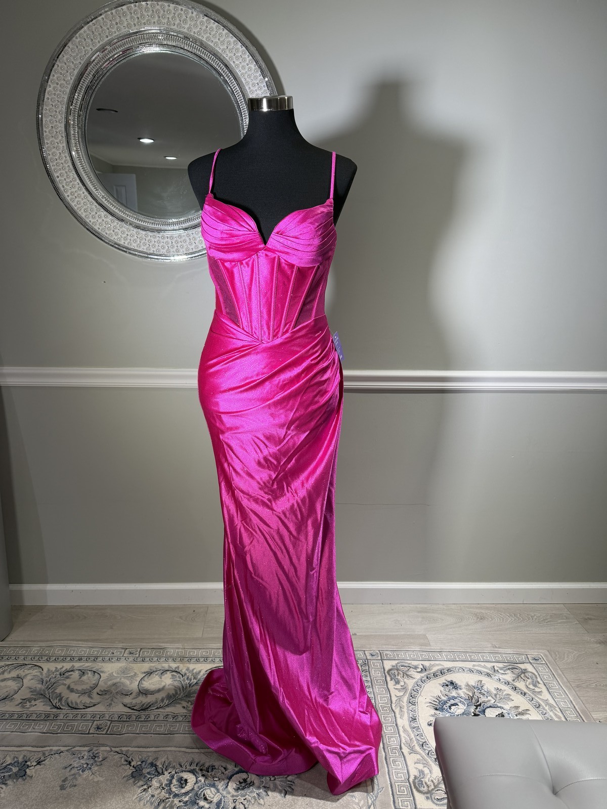 Cinderella Divine Fuchsia Pink Strapless Corset Prom Formal Gown Size 6