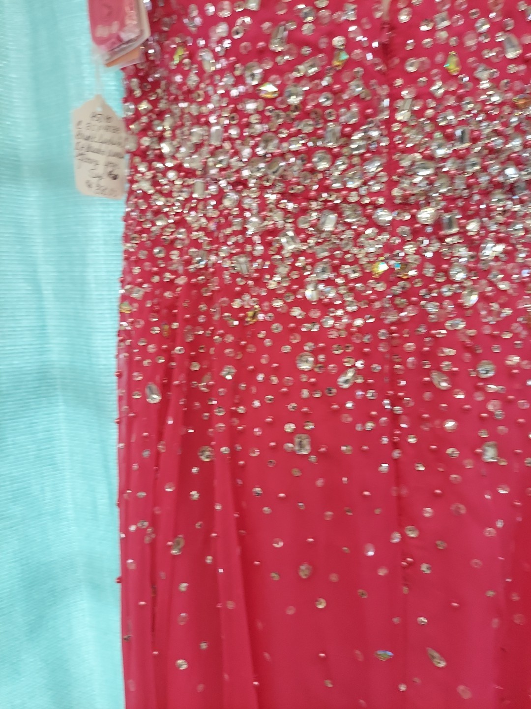 **Morilee Sz20 Fushia Pink Dropgem Design Strap Option Prom Dress**gem Sequin**