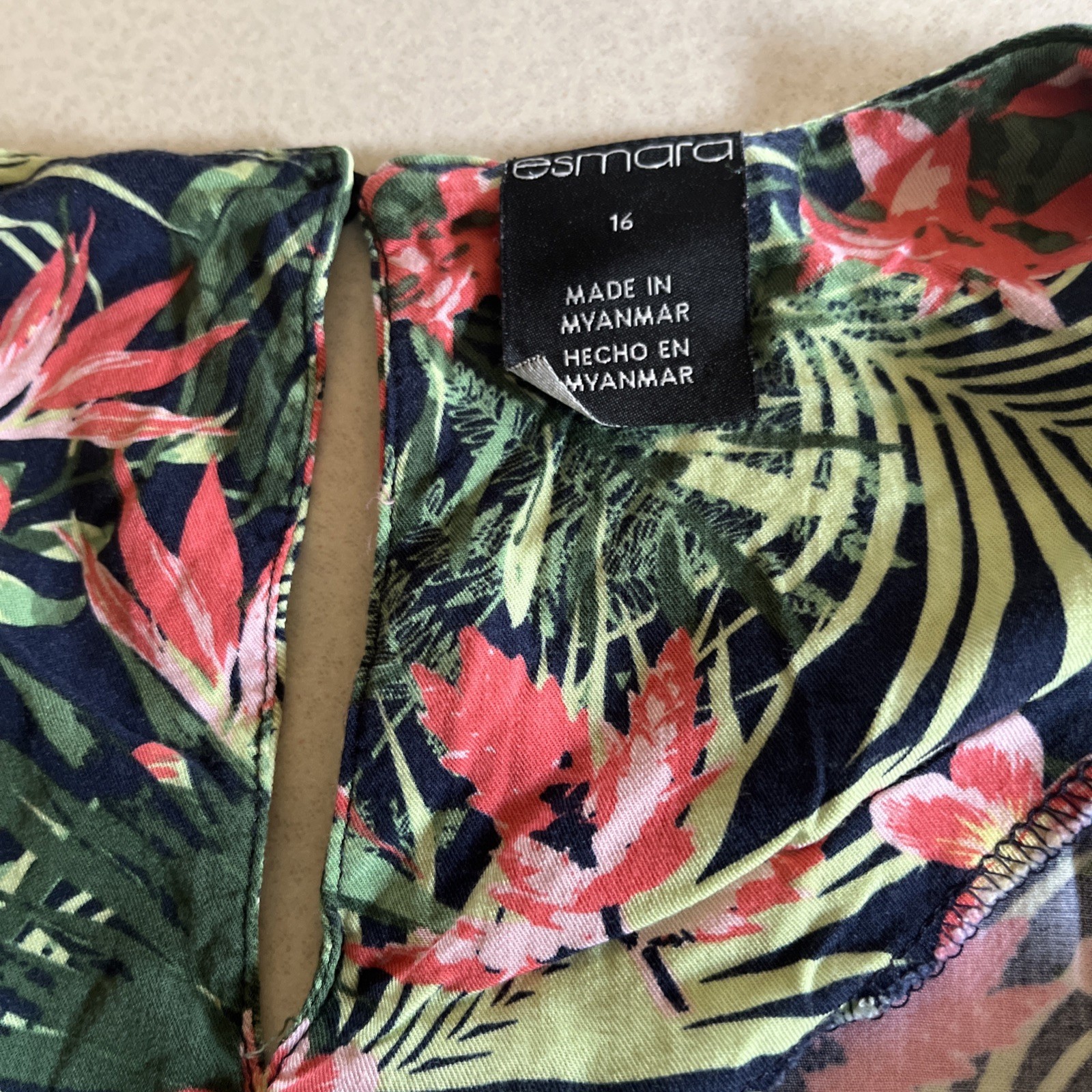 Esmara Floral Lightweight Pullover Slip On Summer Dress Size 16 Slit Sleeves