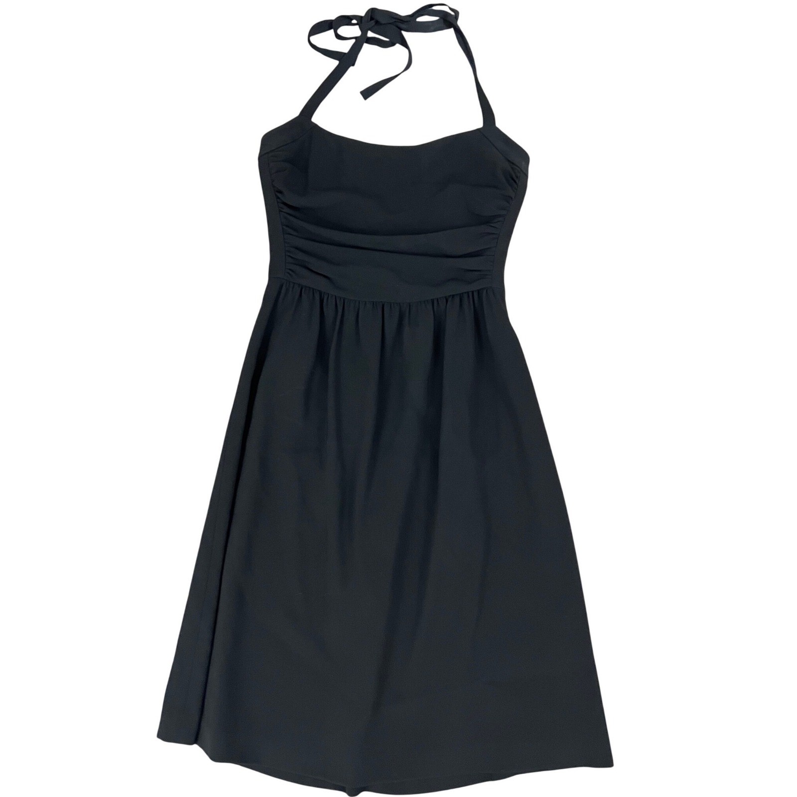 Antonio Melani Halter Dress Size 6 Black Ruched Cocktail Party LBD