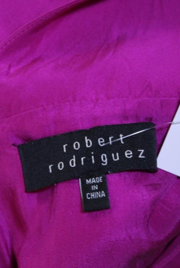 Robert Rodriguez 100% Silk Ruffle Drop Waist Shift Dress Magenta 8