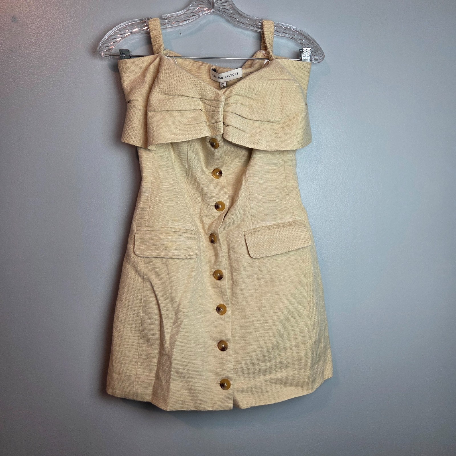 English Factory Off Shoulder Linen Dress Xs Sweetheart Neckline Bodycon Bustier